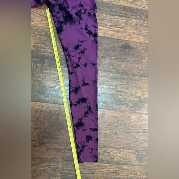 Lululemon Wunder Under Tie-dye Shibori Darkest Magenta Purple Black Leggings - Picture 2 of 7